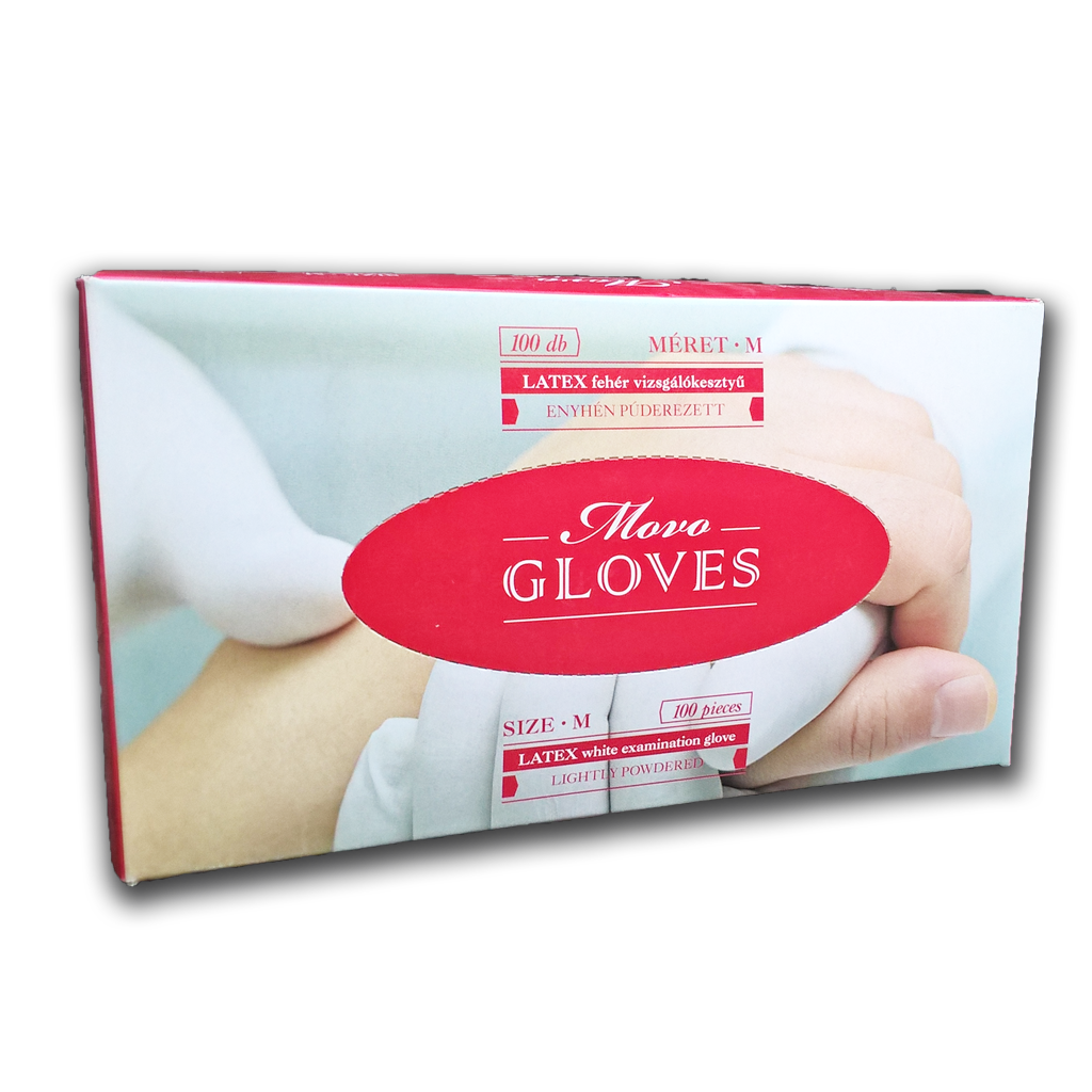 Examination gloves, Latex, powdered, white
